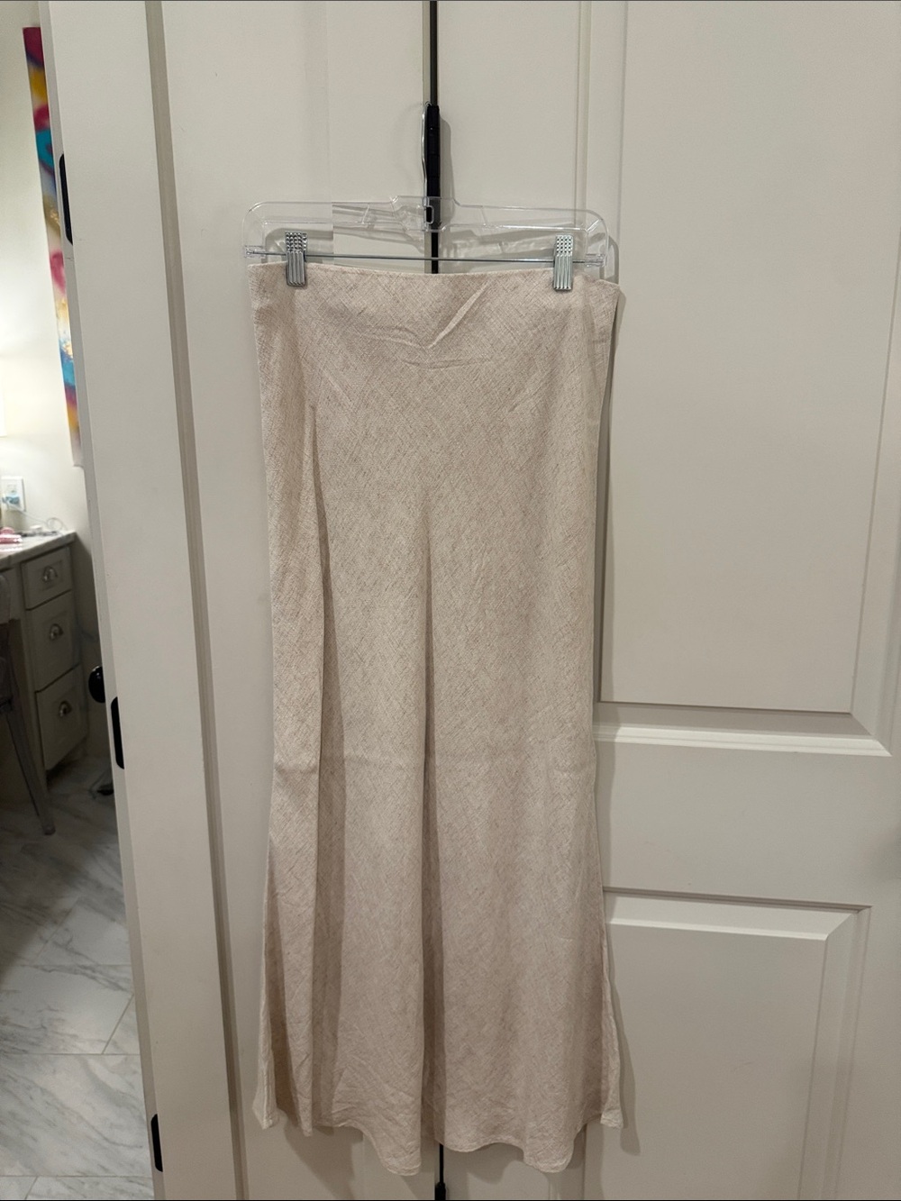 Elegant Cream Maxi Skirt with Subtle Texture